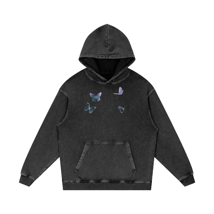 Butterfly Acid Wash Oversize Hoodie - 420 GSM