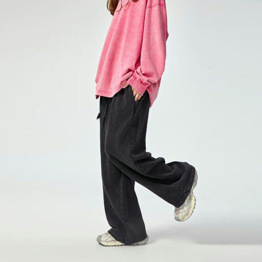 Acid Wash Straight Leg Trousers